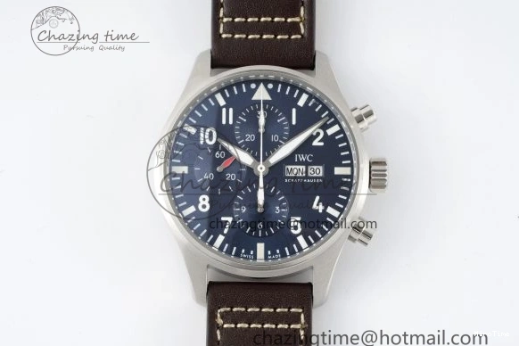 MIROTIME 0407 Pilot Chrono SS AZF 1:1 Best Edition Blue Dial on Brown Leather Strap A TimelessDesign 7060